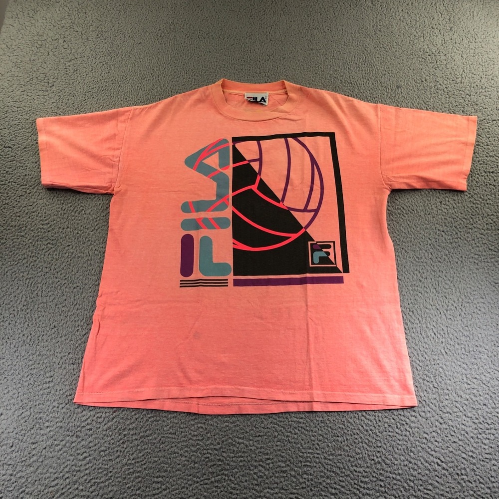Vintage Fila Shirt Mens Extra Large Orange Single Stitch Faded Sport Graphic Tee